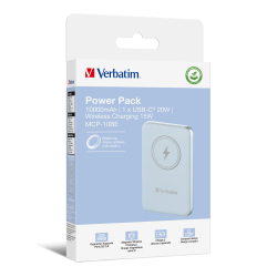 VERBATIM Power P 10000 mAh UBS-C PD 20W WIRELESS 15W Blue