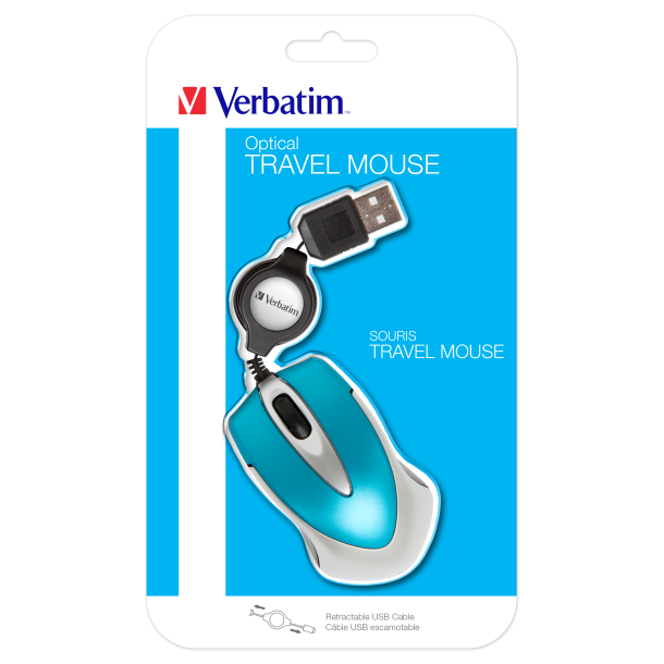 VERBATIM Go Mini Optical Travel Mouse Caribbean Blue
