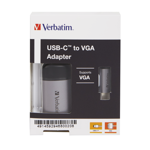 VERBATIM USB-C to VGA Adapter USB 3.1 GEN1 VGA 10cm Cable