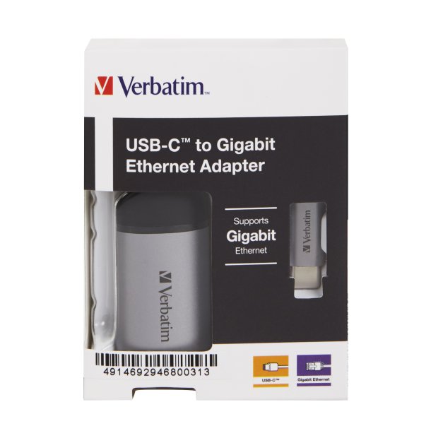 VERBATIM USB-C to Gigabit Ethernet Adapter 10cm Cable