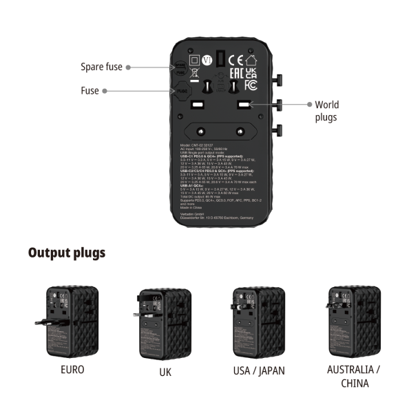 VERBATIM Charge Travel Adapter Diamond 85W Ret Cable CNT-02