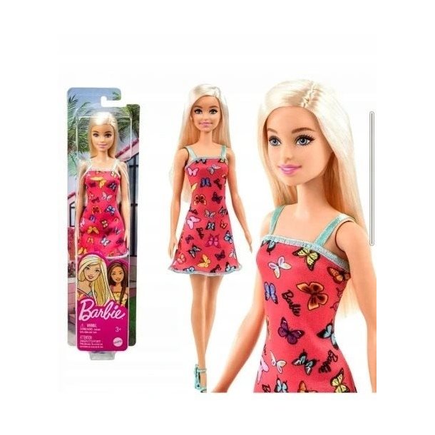 Barbie | Dukke  m/ R�d Sommerfuglekjole |