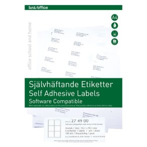 BNT Etiketter | 6 pr ark | 99,1x93,1mm | 100stk |