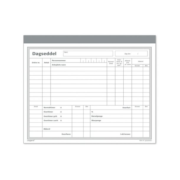 Mayland Dagseddel | 2 x 50 sider m/kopi |