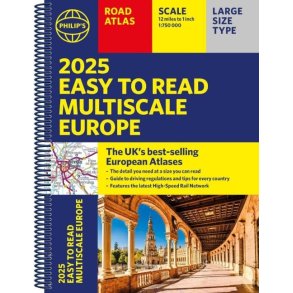 Kort 2025 Philip's Easy to Read Multiscale Road Atlas Europe
