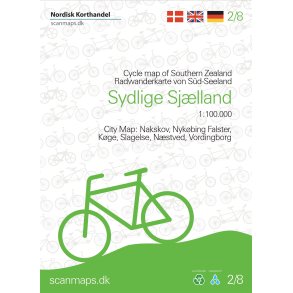 Cykelkort Sydlige Sjlland, Mn, Lolland og Falster