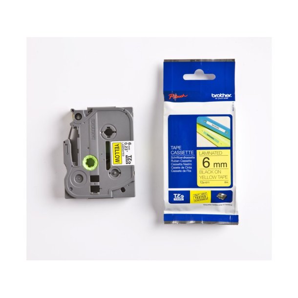 Brother TZE tape 6mmx8m Sort / Gul