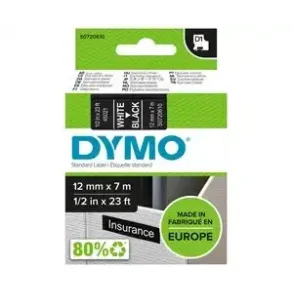 Dymo D1 Labeltape 12mmx7m Sort Med Hvid Skrift