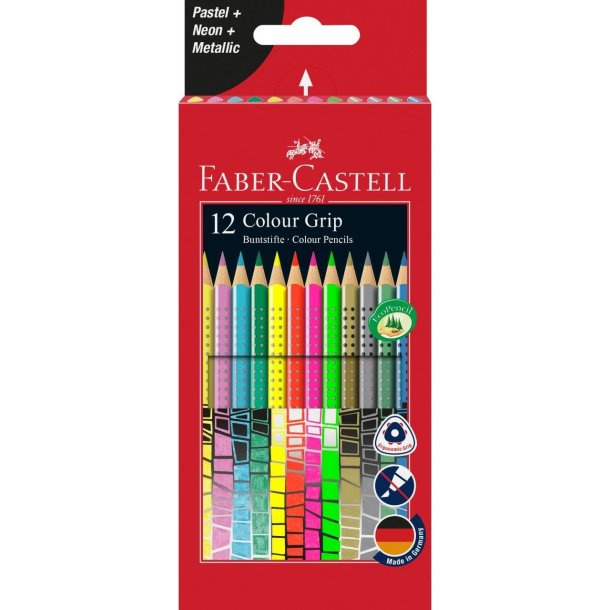 Faber Castell 12 Colour Grip Pastel Neon Metallic 
