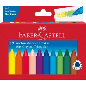 Faber Castell 12 Wax Crayons Triangular
