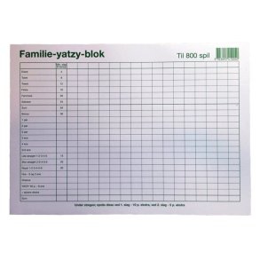 Yatzy Familie Blok - til 6 terninger, A4