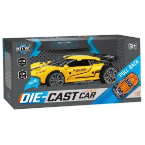 Gul Power Metal Bil, med lyd og pullback