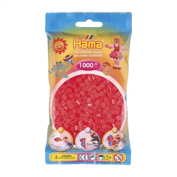 Hama Midi Perler | 1000stk | 207-35 | Neon R�d |