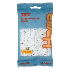Hama Midi Perler | 1000 stk. | 207-01 | Hvid | 