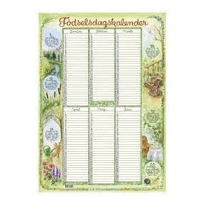 Fdselsdagskalender - 49 x 34,5
