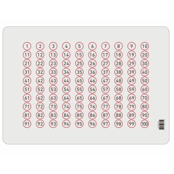 Skriveunderlag - Tallene 1-100