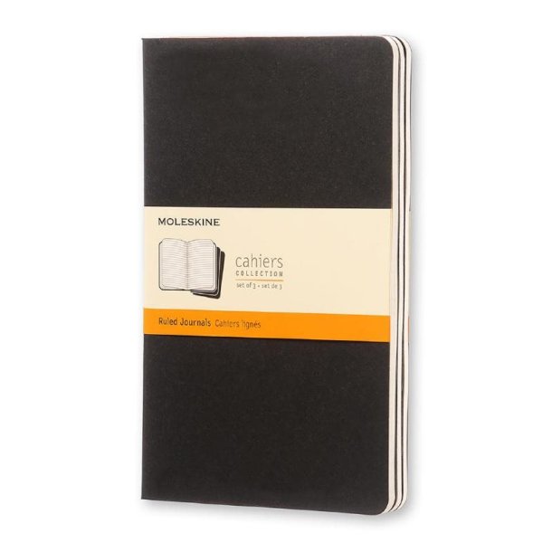 Moleskine Ruled Cahier L - Black Cover (3 Set)