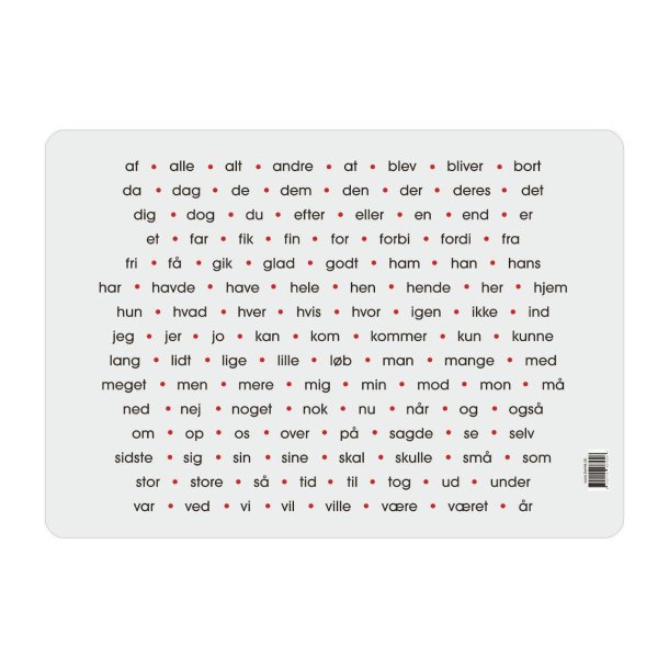 Skriveunderlag - De 120 hyppigste ord