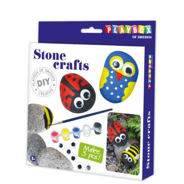 Sten m/maling, pensler &amp; sten