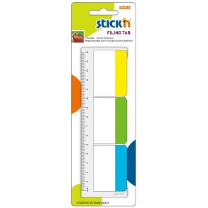 Stickn Filing Tab | Indeksfaner | 3 Farver | 37x50mm | 10 Faner |