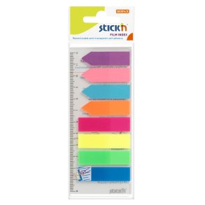 Stickn Film Index | Indeksfaner | 4 x 45x12mm + 4 x 42x12mm | 25 Faner | Neon Farver |