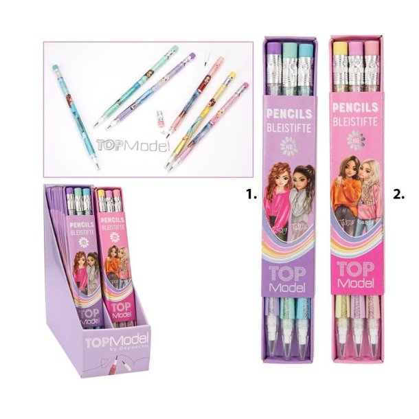 TOPModel Skub-op Blyanter m/ viskelder 