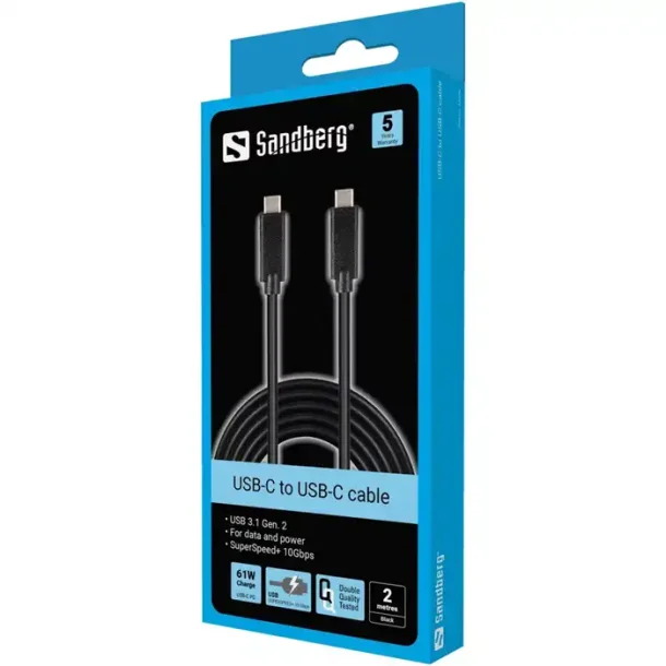 Sandberg | USB-C to USB-C Cable, Black (2m) |
