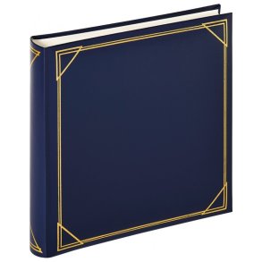 Fotoalbum bl m/guld - 100 hvide blanke sider - 30x30 cm - Walther design