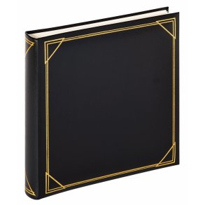 Fotoalbum sort m/guld - 100 hvide blanke sider - 30x30 cm - Walther design