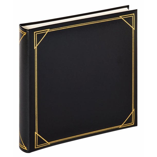 Fotoalbum sort m/guld - 100 hvide blanke sider - 30x30 cm - Walther design