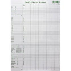 Yatzy Gigant Blok - til 12 terninger, A4