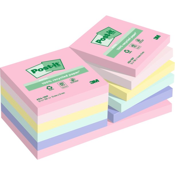 Post-it Recycled mix colors 76x76 100sh (12)