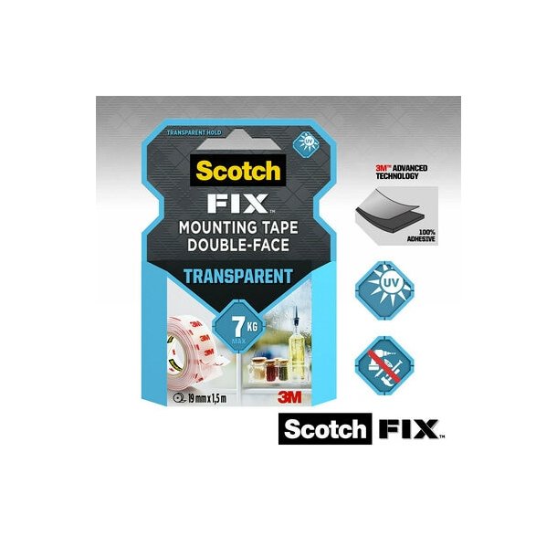 Scotch-Fix transparent mont. tape 19mm x 5m
