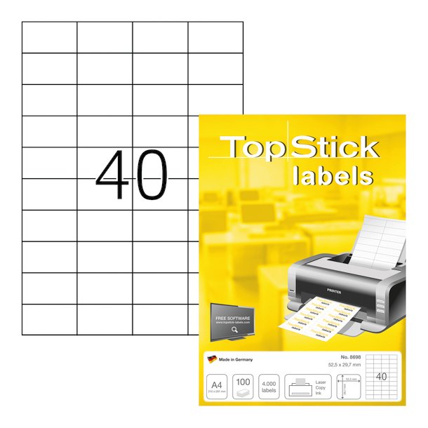 Etiketter TopStick 52,5x29,7mm (100)