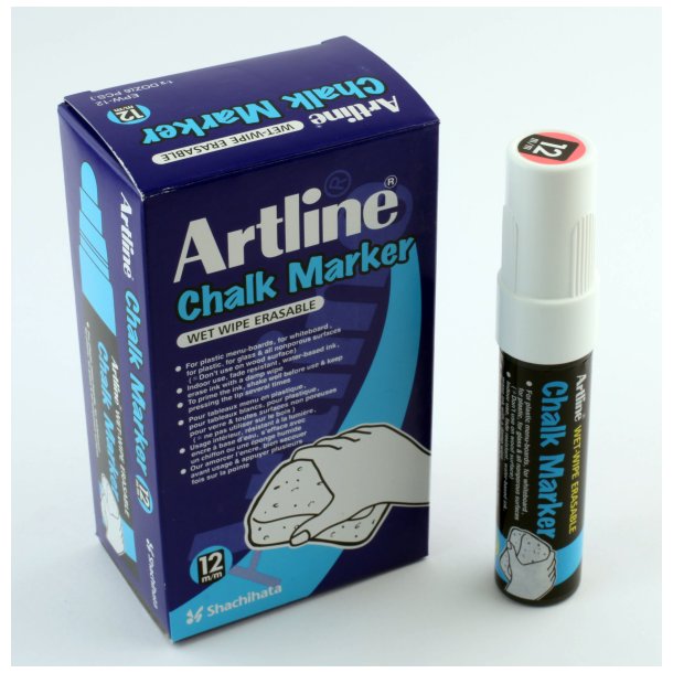 Artline Chalk Marker 12.0mm spids hvid