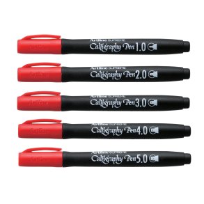 Artline Supreme Calligraphy Pen 5/set red