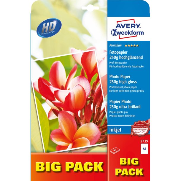 A4 Avery fotopapir glossy 250g inkjet (40)