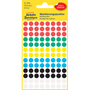 Avery manuel etiket 8mm ass. farver (416)