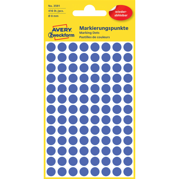 Avery manuel etiket aftagelig 8mm bl (416)