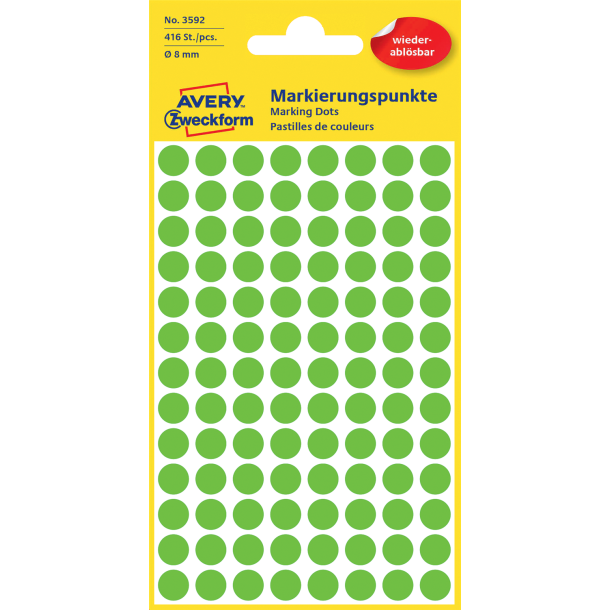 Avery manuel etiket aftagelig 8mm grn (416)
