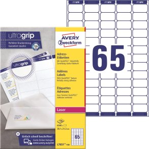 Avery L7651-100 Adresseetiketter 38,1x21,2mm QP+UG (6500)