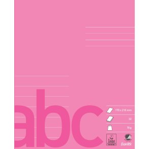Bantex Skolehfte 17x21 7 linjer 32 blade pink
