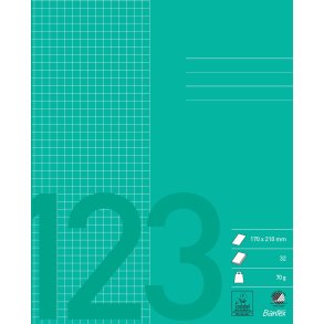 Bantex Skolehfte 17x21 kvadreret 5x5 32 blade grsgrn