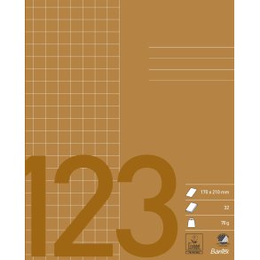 Bantex Skolehfte 17x21 kvadreret 10x10 32 blade brun