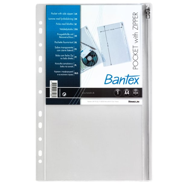 Bantex lynlåslomme 17,5 x 30,5 cm PVC 0,14 mm (10)
