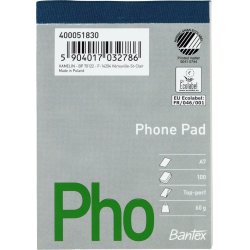 Bantex telefonblok, A7, ulinjeret, uhullet