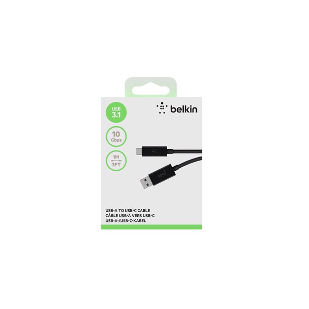 USB-C to USB-A 3.1 Cable, Black (1m)