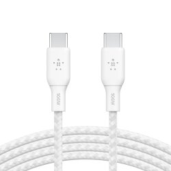 100W USB-C to USB-C Braided Cable 3M, White