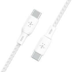 100W USB-C to USB-C Braided Cable 3M, White