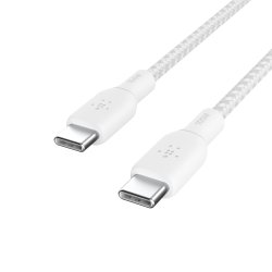 100W USB-C to USB-C Braided Cable 3M, White